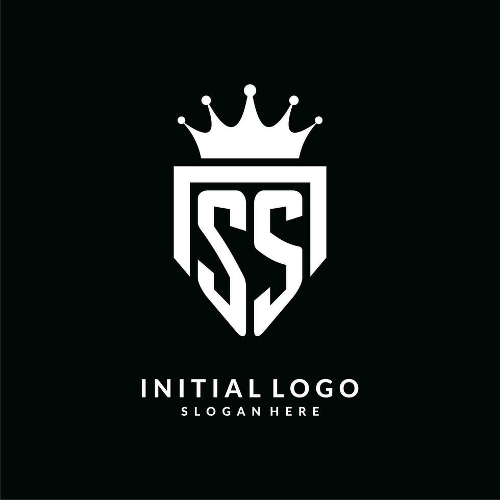 letra ss logo monograma emblema estilo con corona forma diseño modelo vector