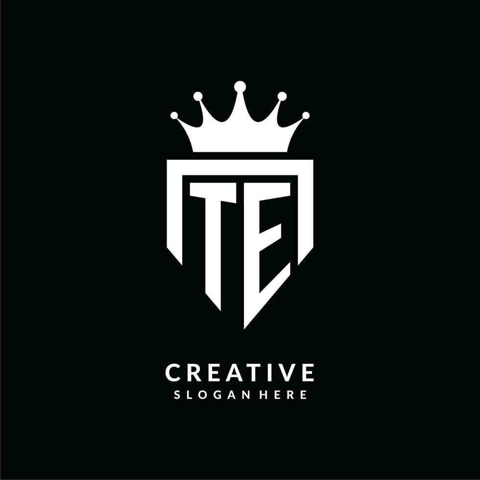 Letter TE logo monogram emblem style with crown shape design template vector