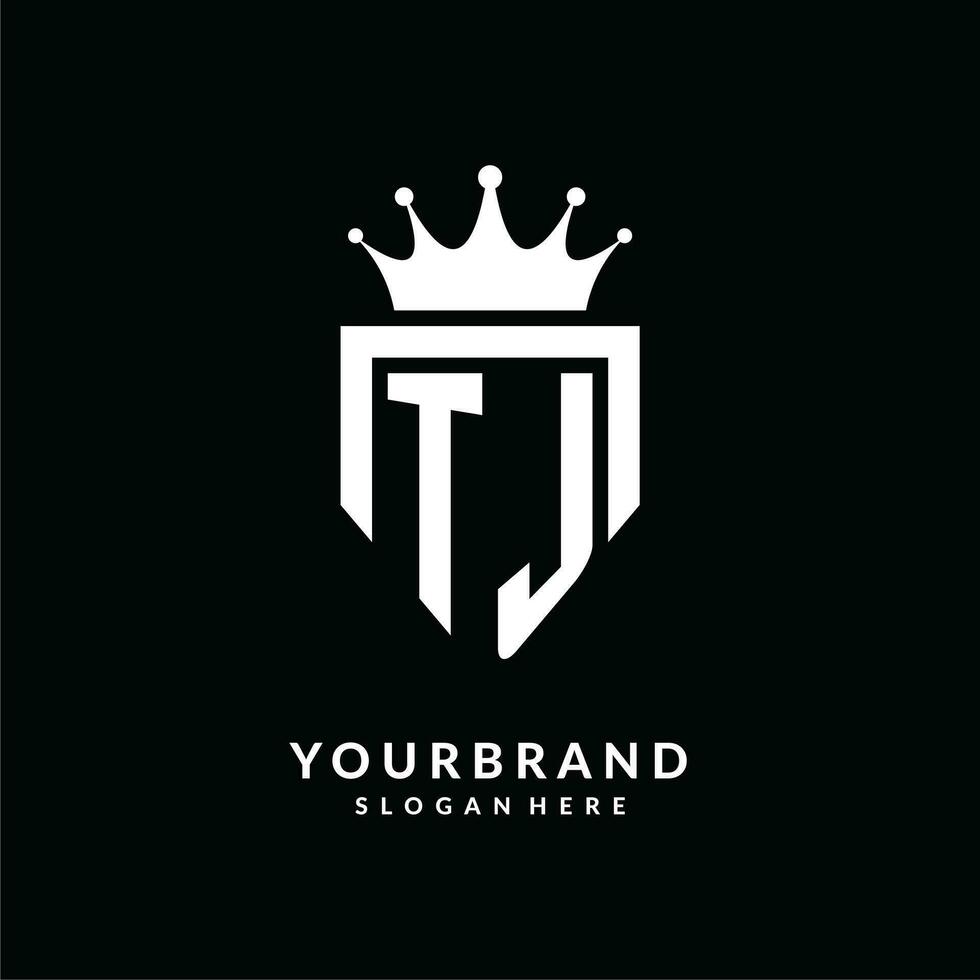 Letter TJ logo monogram emblem style with crown shape design template vector