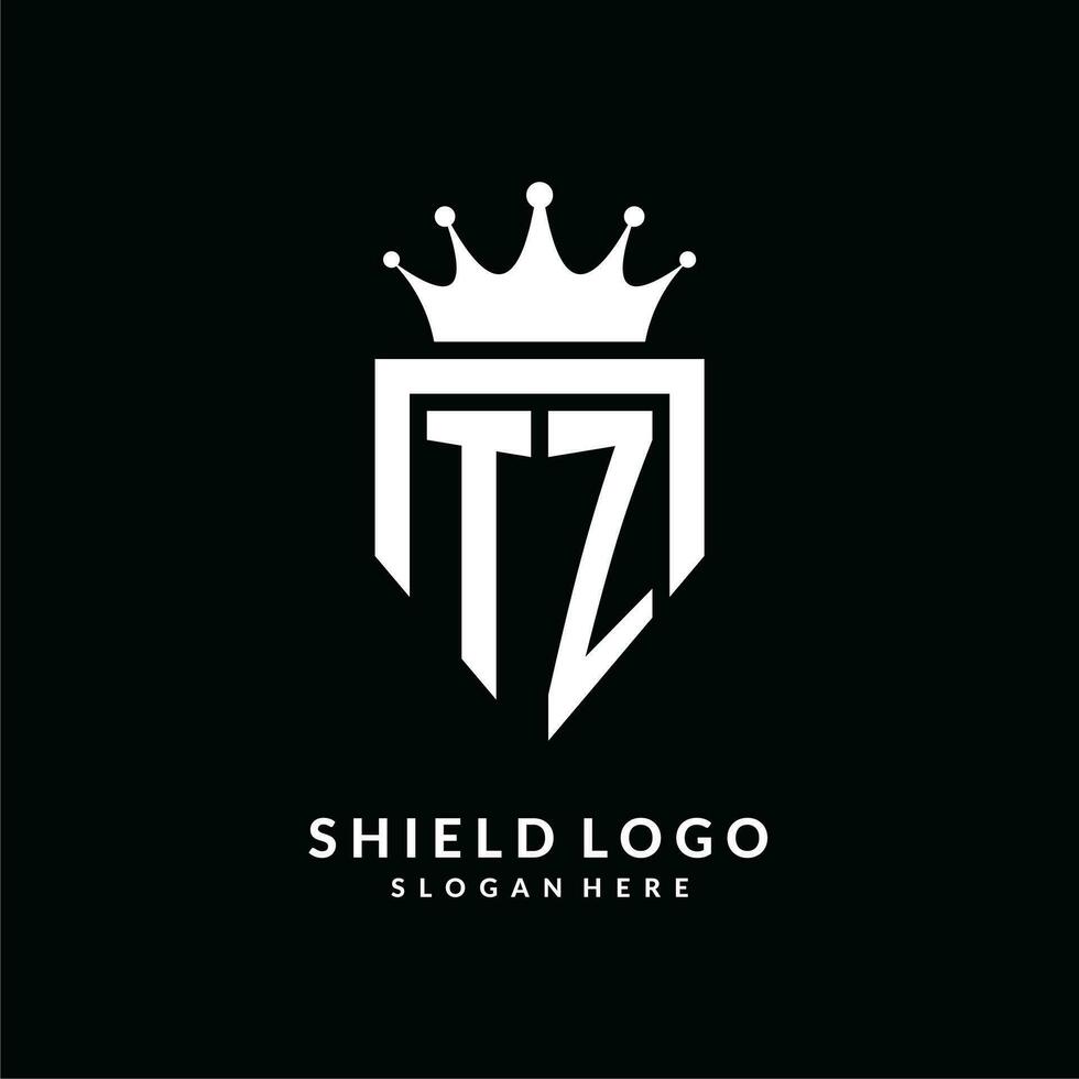 letra tz logo monograma emblema estilo con corona forma diseño modelo vector