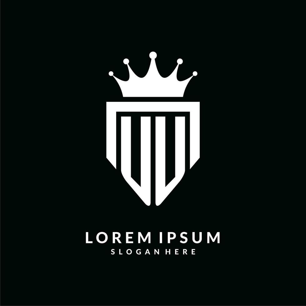 letra uu logo monograma emblema estilo con corona forma diseño modelo vector