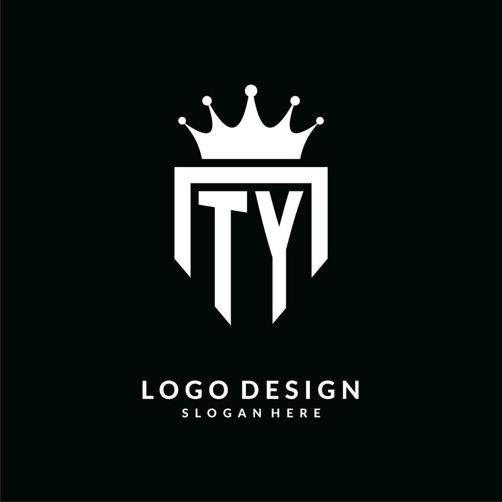 Letter TY logo monogram emblem style with crown shape design template vector