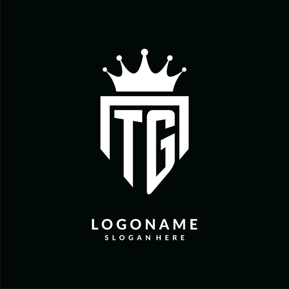 Letter TG logo monogram emblem style with crown shape design template vector