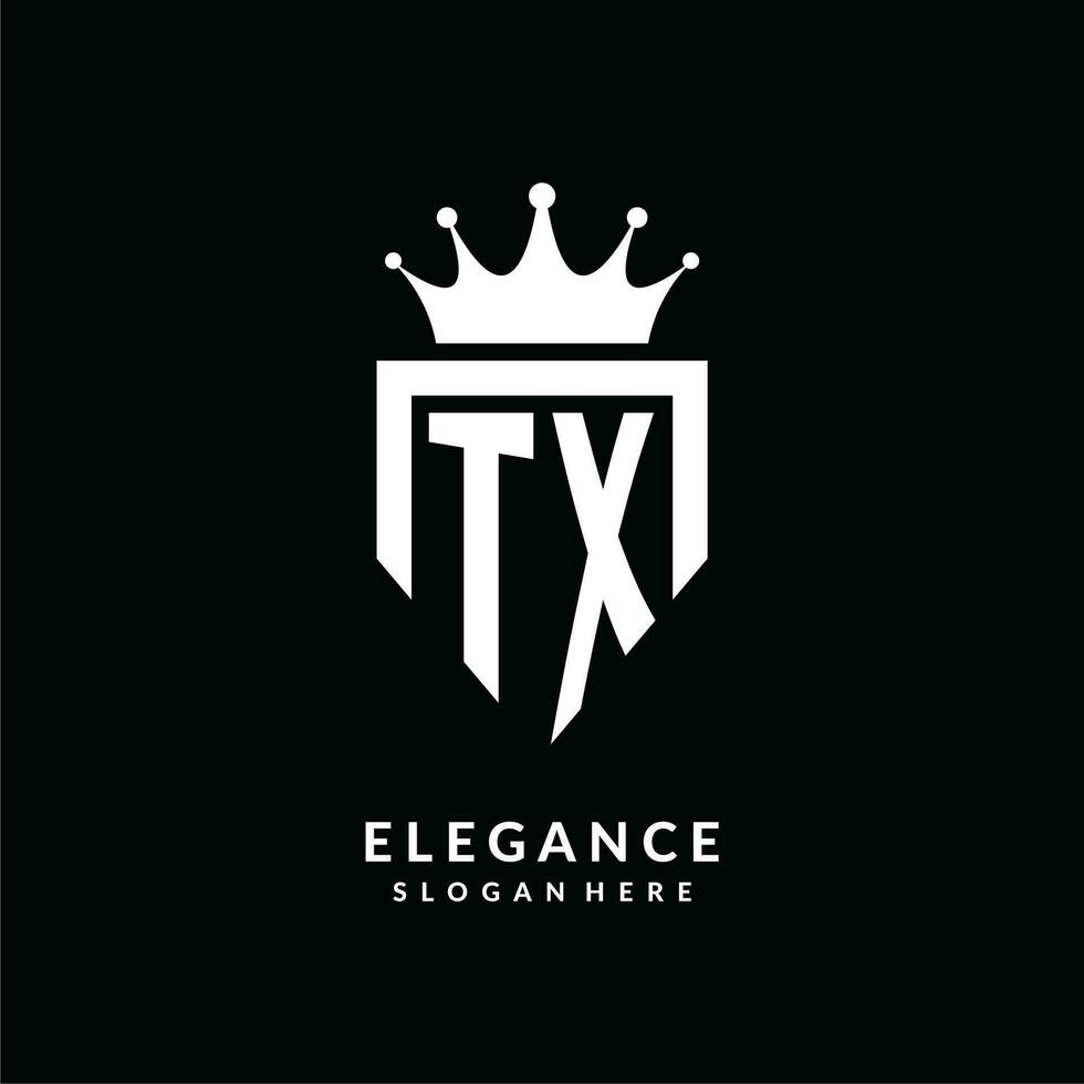 letra tx logo monograma emblema estilo con corona forma diseño modelo vector