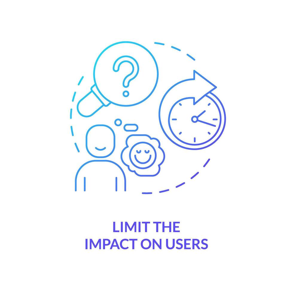 Limit impact on users blue gradient concept icon. Customer loyalty. Release management process improvement tip abstract idea thin line illustration. Isolated outline drawing vector