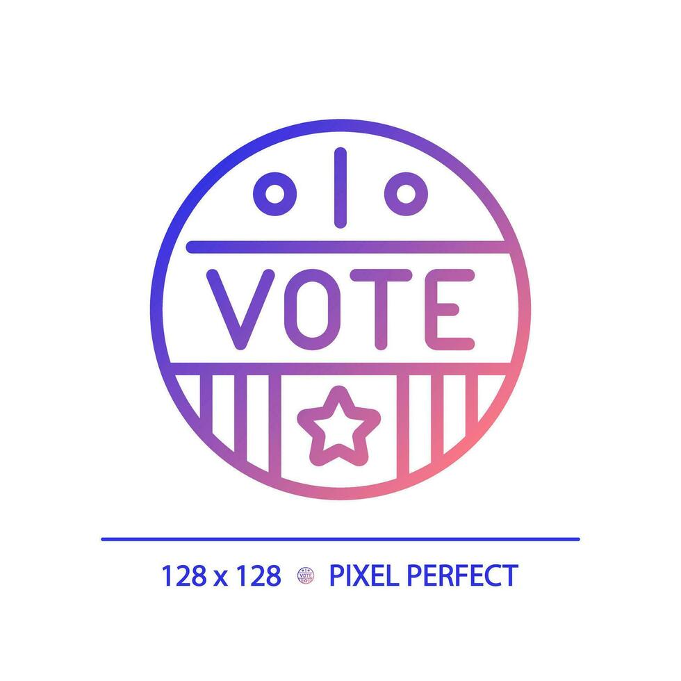 2D pixel perfect gradient icons with vote text, isolated voting illustration, election sign. vector