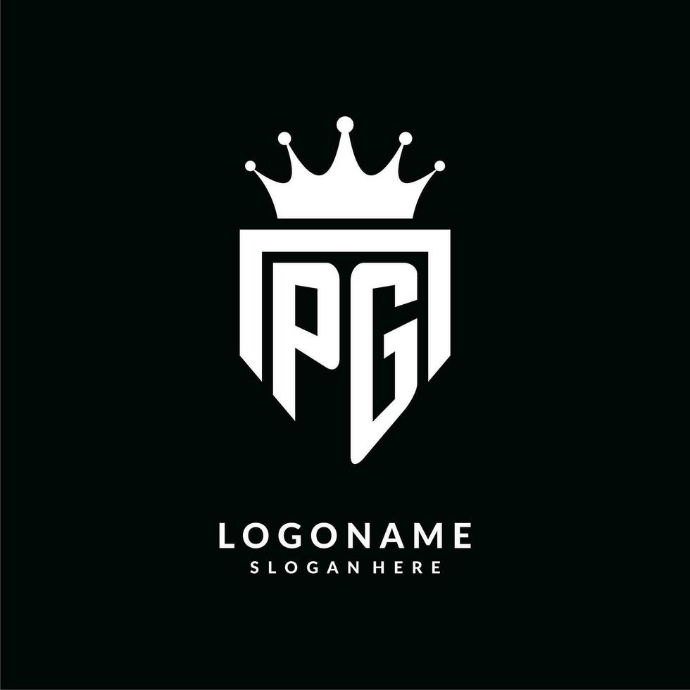 letra pg logo monograma emblema estilo con corona forma diseño modelo vector