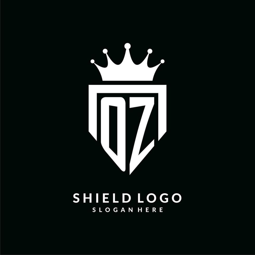 Letter OZ logo monogram emblem style with crown shape design template vector