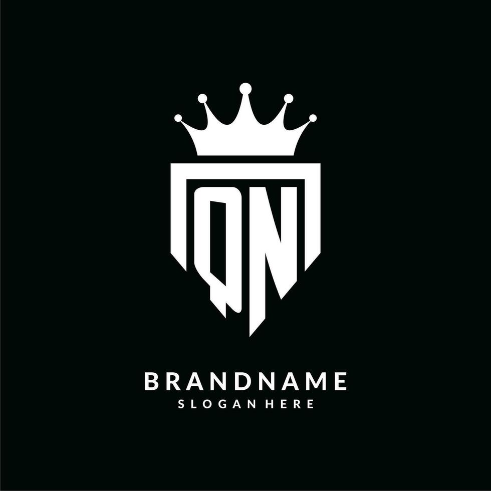 Letter QN logo monogram emblem style with crown shape design template vector