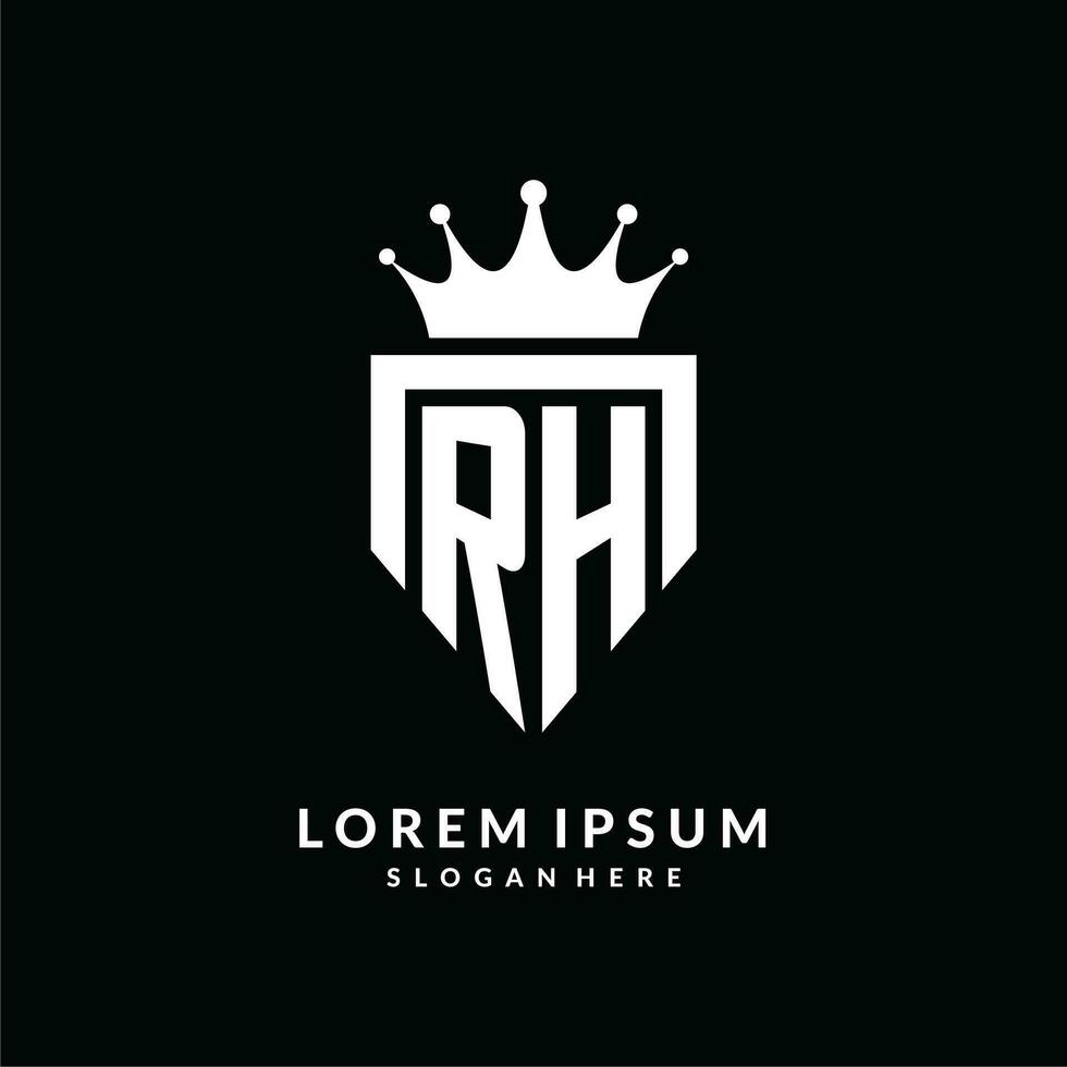 letra rh logo monograma emblema estilo con corona forma diseño modelo vector