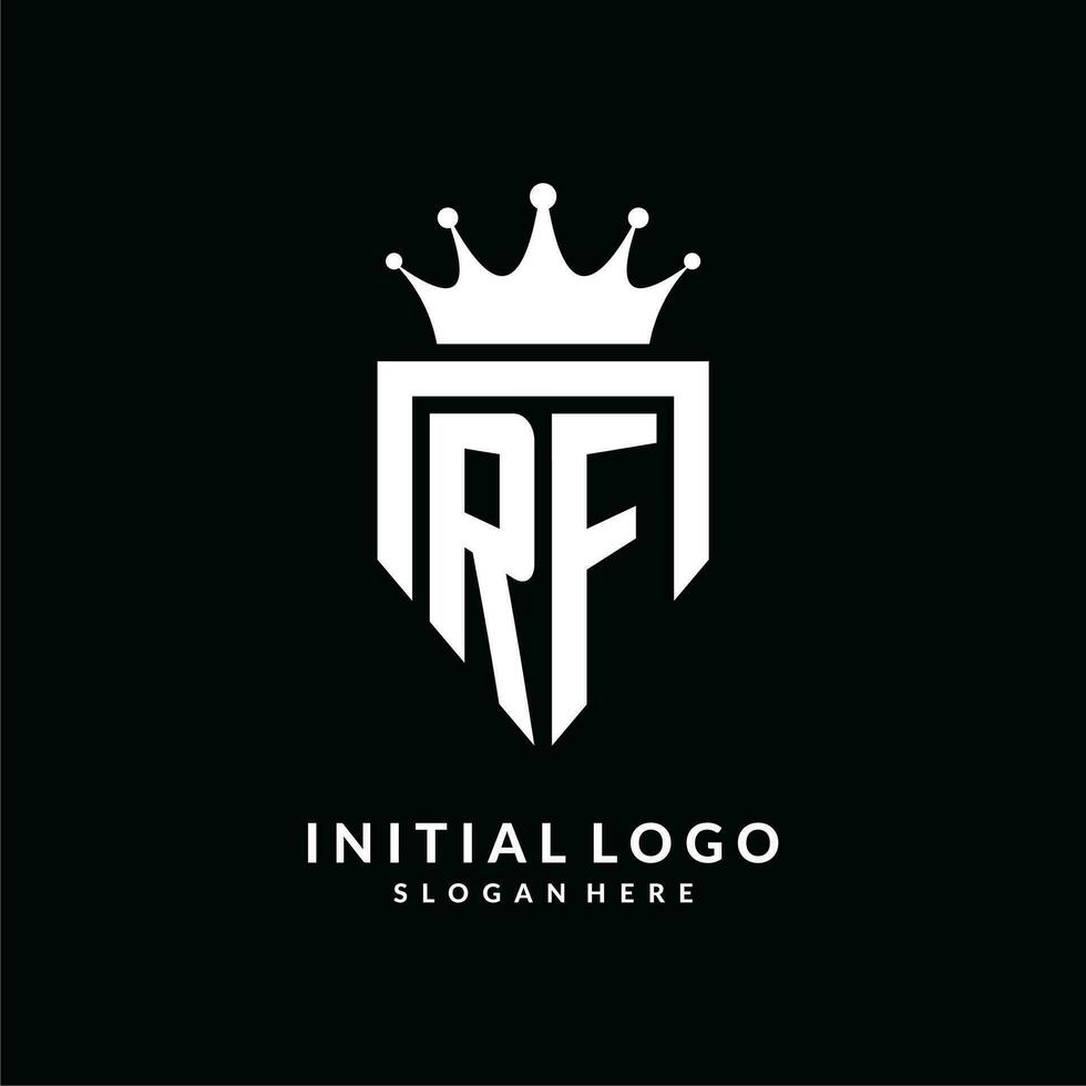 Letter RF logo monogram emblem style with crown shape design template vector