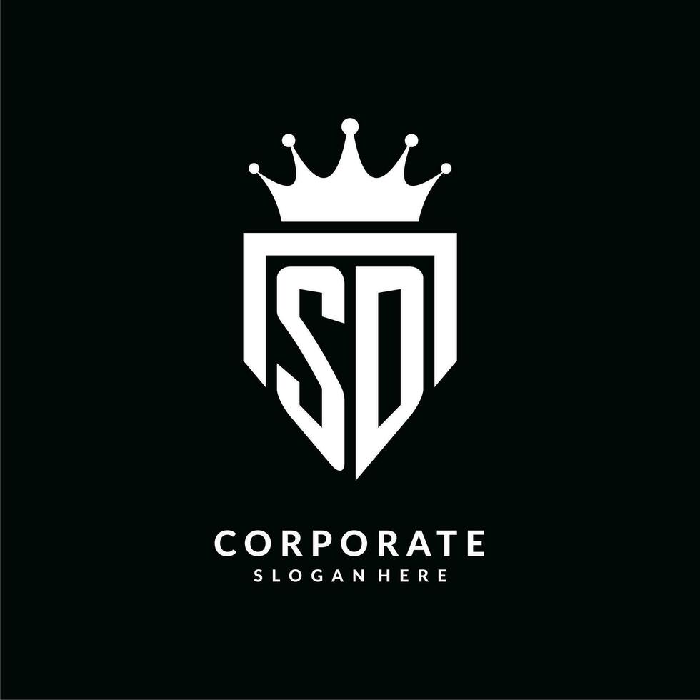 Letter SD logo monogram emblem style with crown shape design template vector