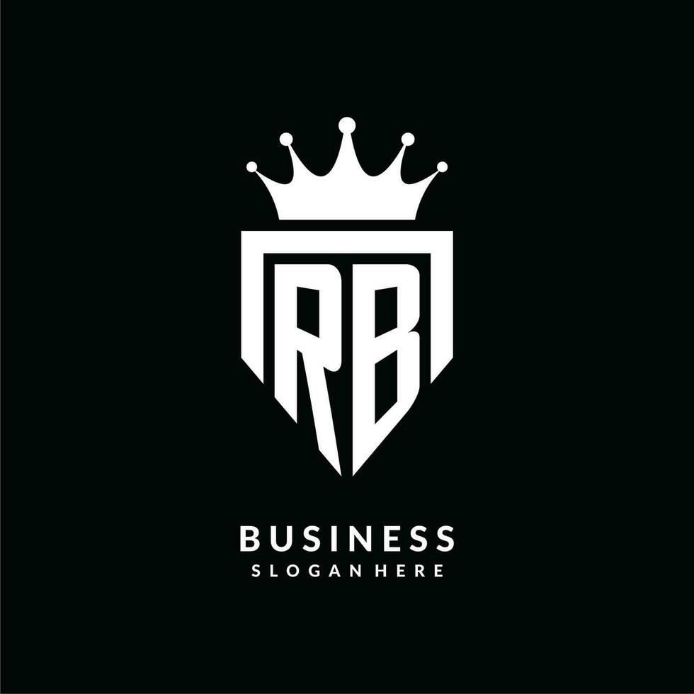 Letter RB logo monogram emblem style with crown shape design template vector