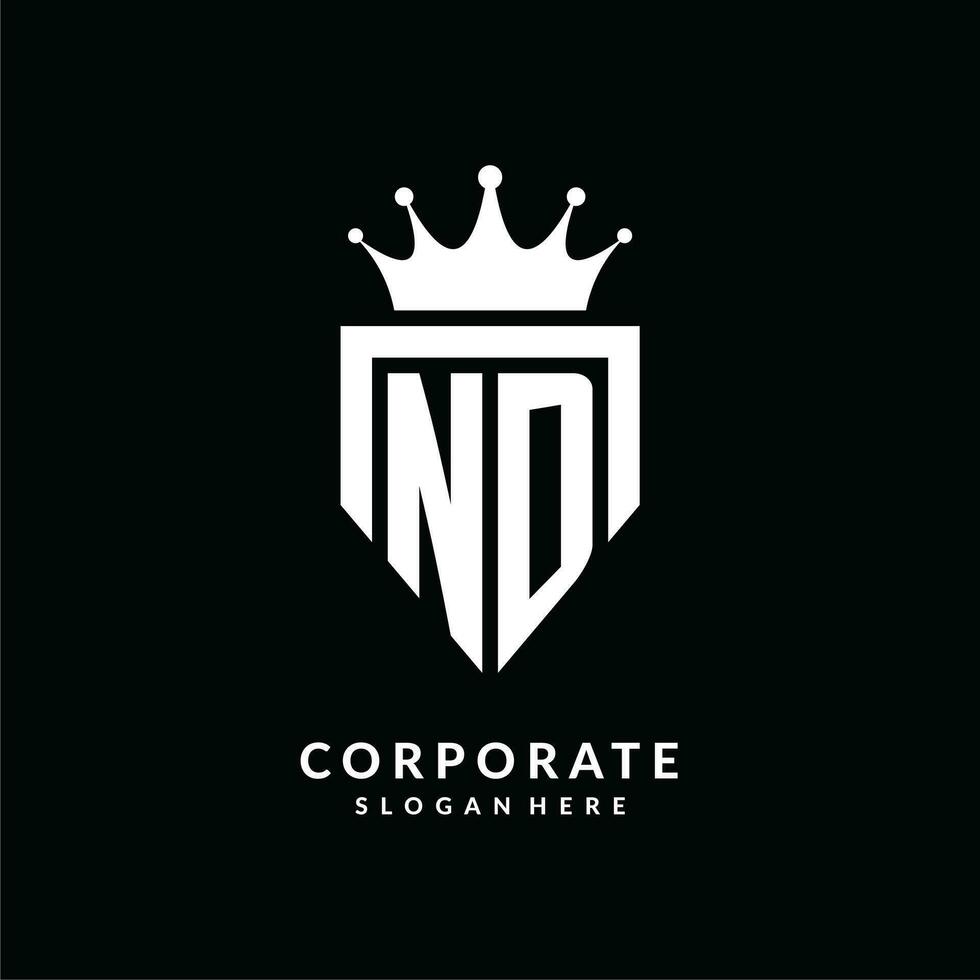 Letter ND logo monogram emblem style with crown shape design template vector