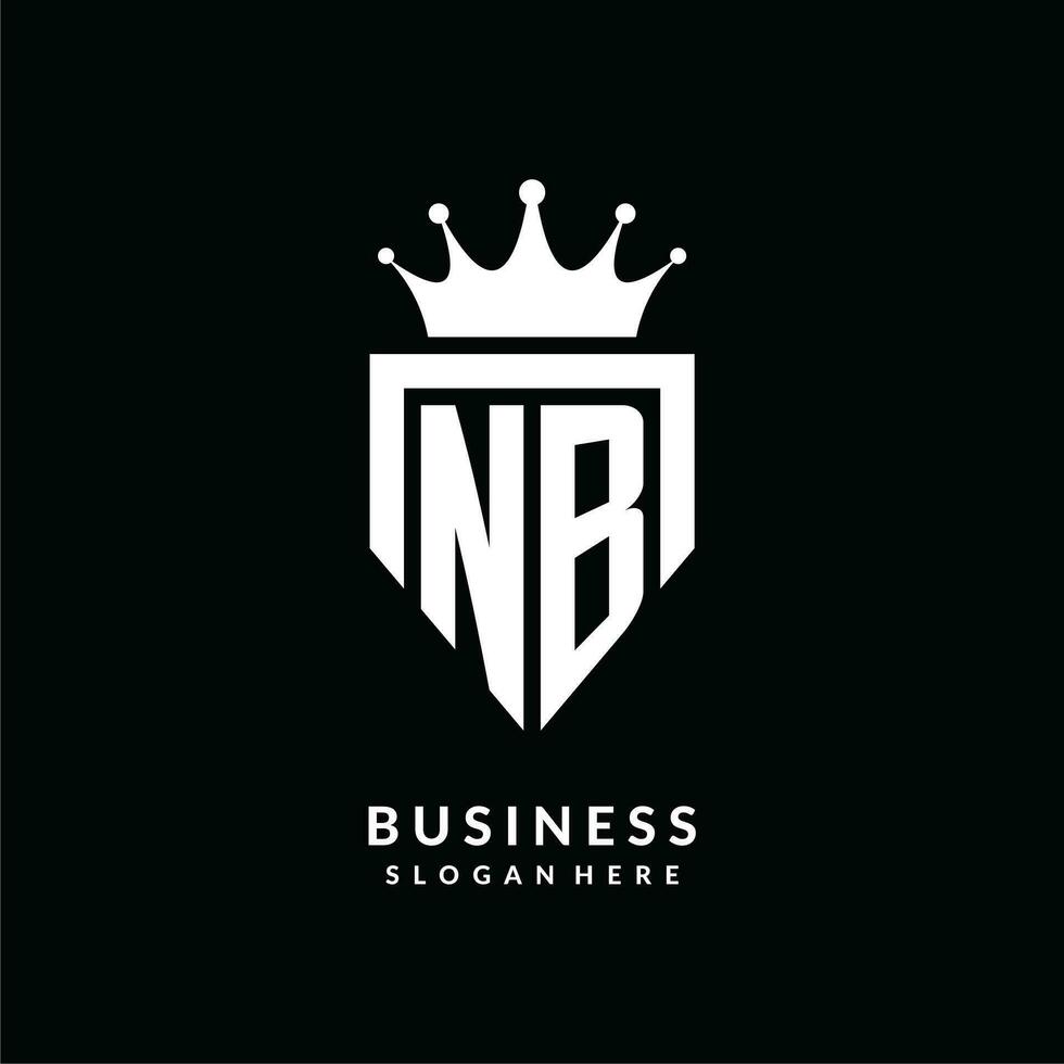Letter NB logo monogram emblem style with crown shape design template vector