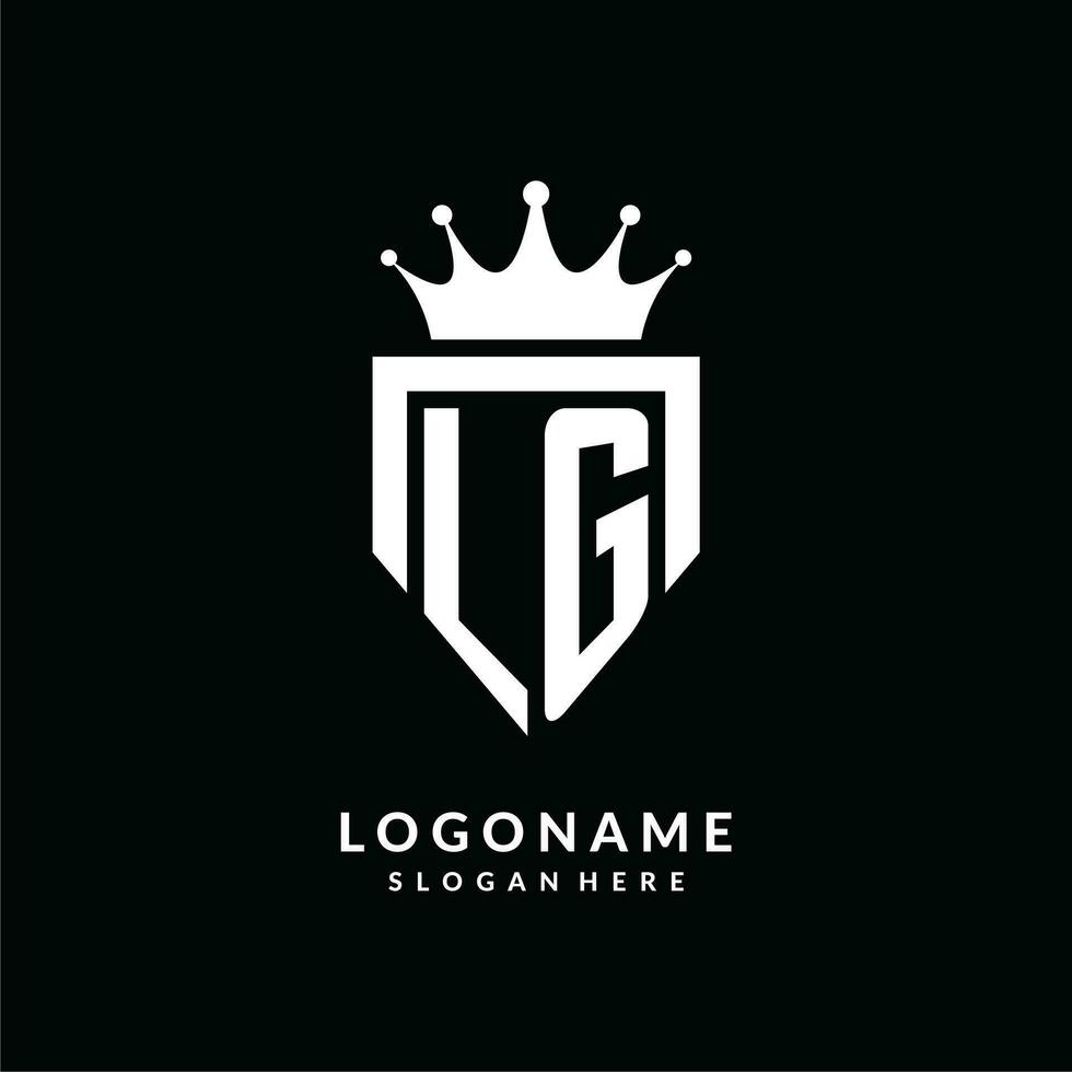 Letter LG logo monogram emblem style with crown shape design template vector