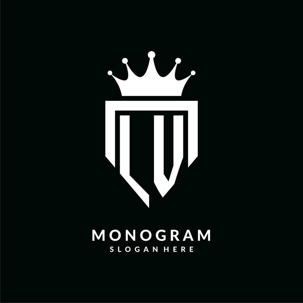 letra lv logo monograma emblema estilo con corona forma diseño modelo vector