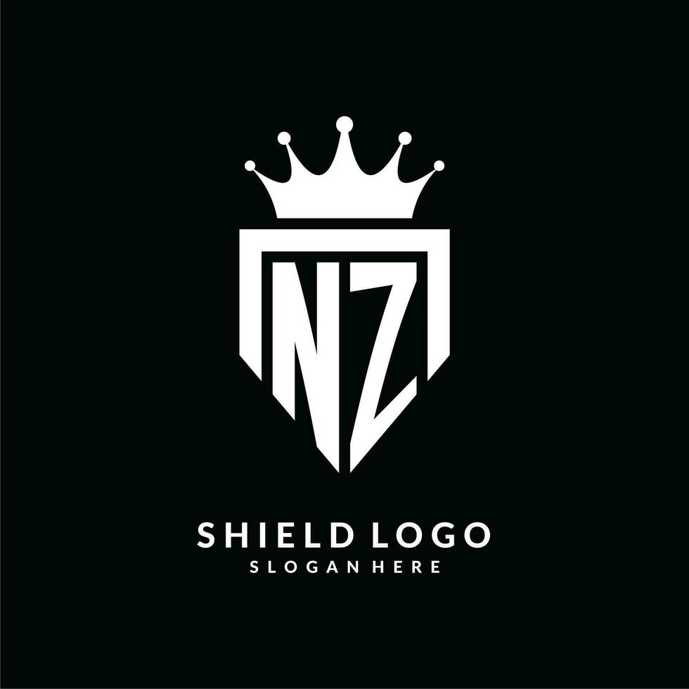 Letter NZ logo monogram emblem style with crown shape design template vector