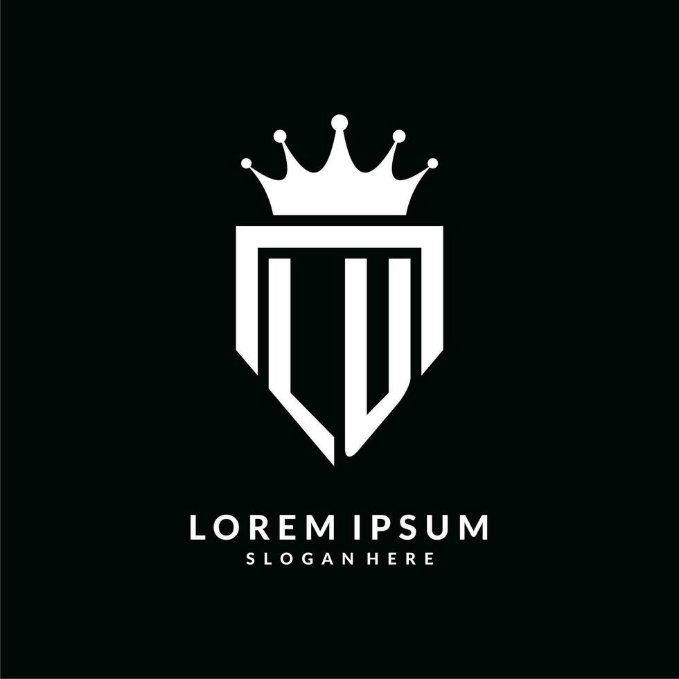 letra lu logo monograma emblema estilo con corona forma diseño modelo vector