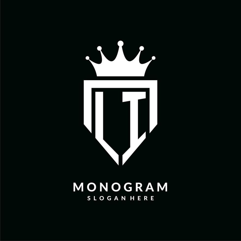 letra li logo monograma emblema estilo con corona forma diseño modelo vector