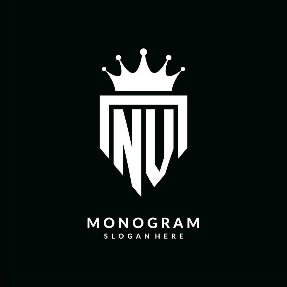 Letter NV logo monogram emblem style with crown shape design template vector