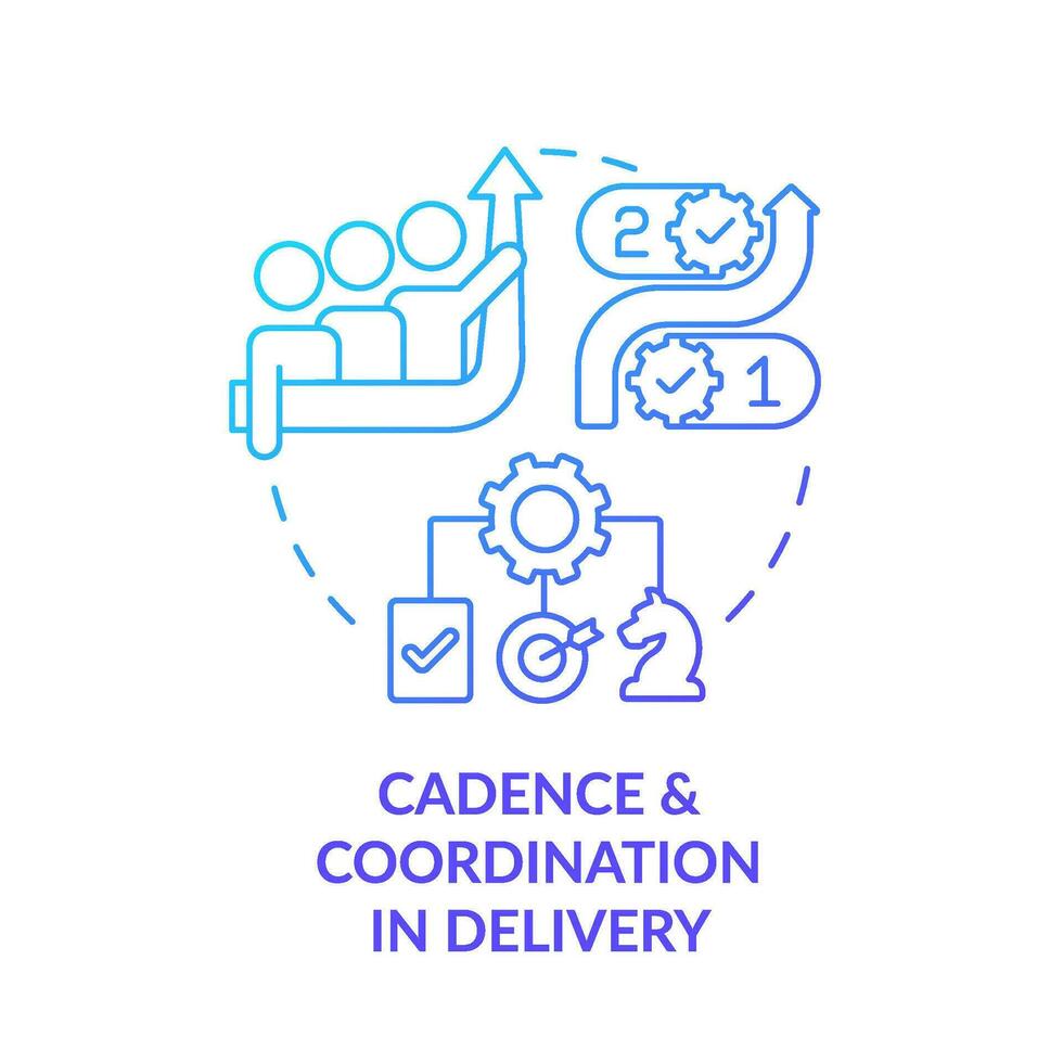 Cadence and coordination in delivery blue gradient concept icon. Government transformation abstract idea thin line illustration. Isolated outline drawing vector