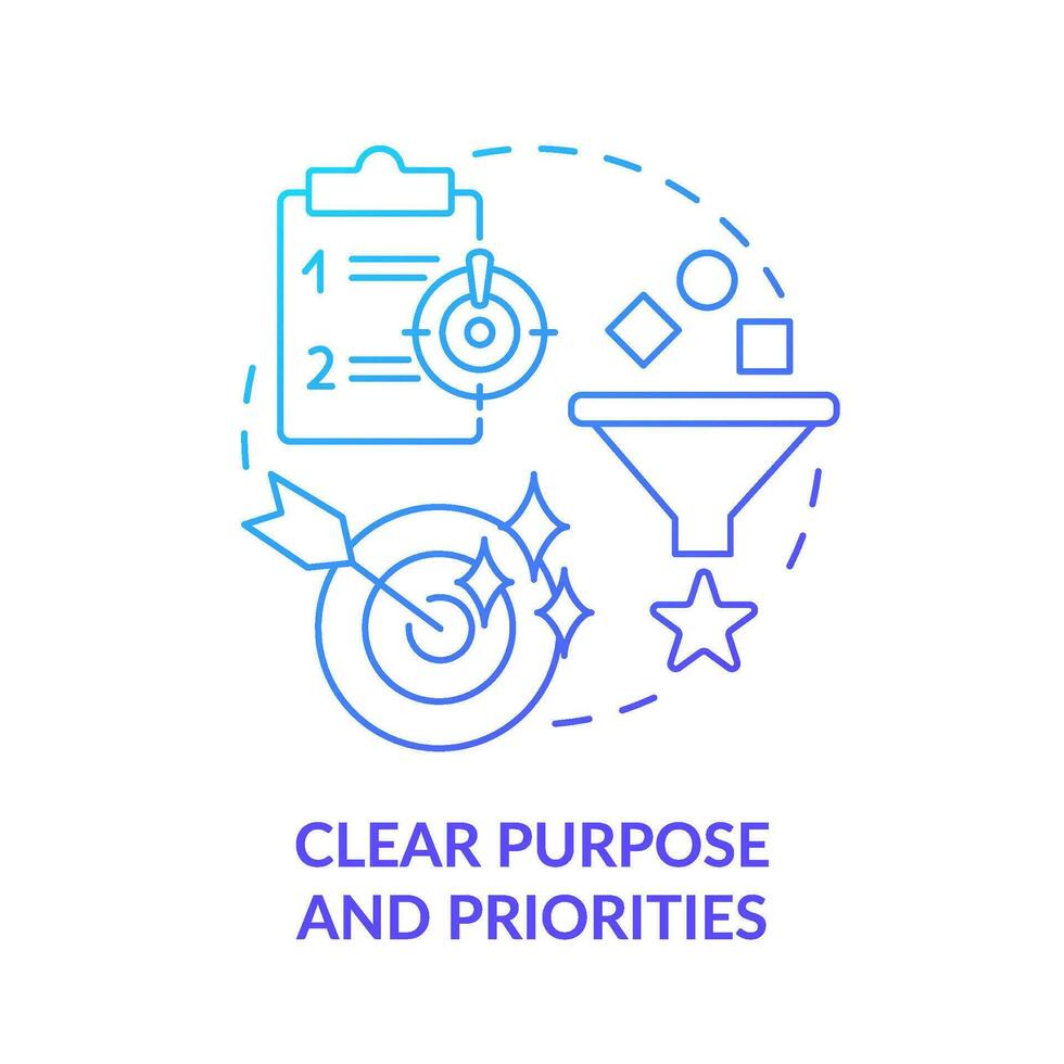 Clear purpose and priorities blue gradient concept icon. Public sector. Government transformation abstract idea thin line illustration. Isolated outline drawing vector