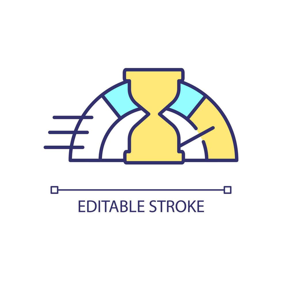 Measure time RGB color icon. Breakneck speed. Deadline alert. Limit is running out. Improve quickness. Isolated vector illustration. Simple filled line drawing. Editable stroke