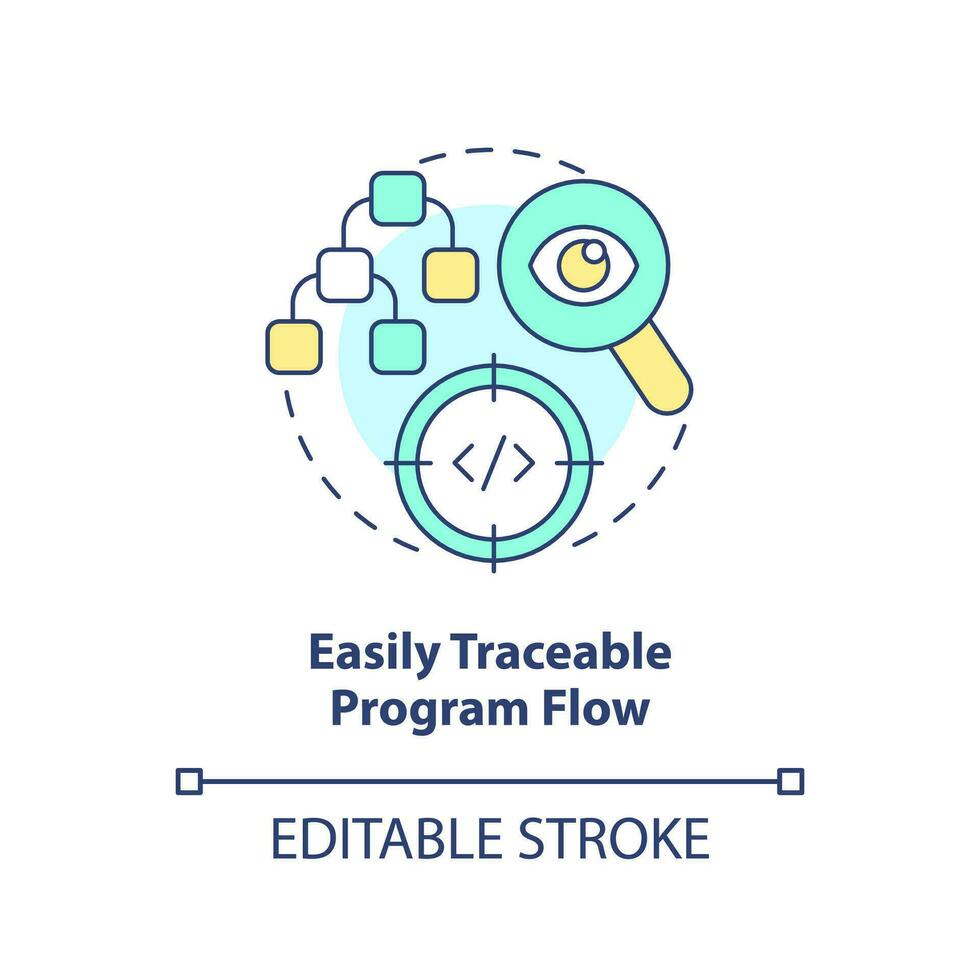Easily traceable program flow concept icon. Procedural programming benefit abstract idea thin line illustration. Isolated outline drawing. Editable stroke vector