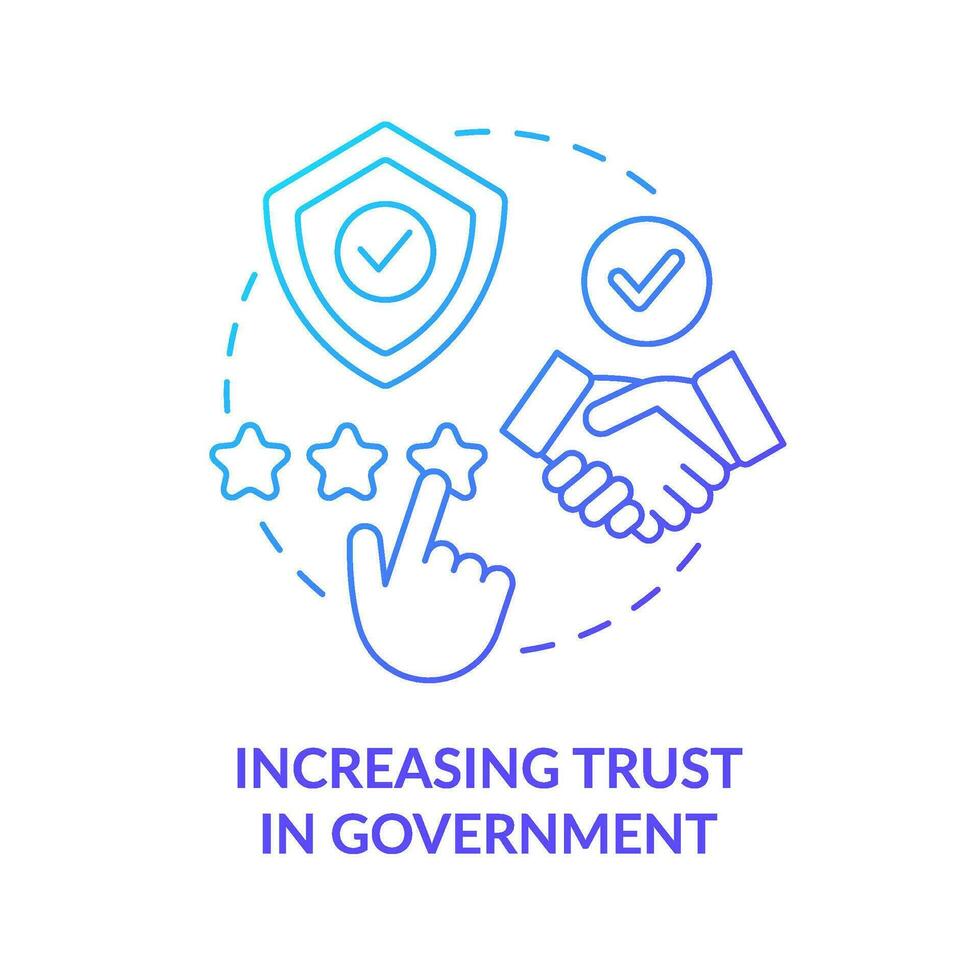 Increasing trust in government blue gradient concept icon. Public services delivery change abstract idea thin line illustration. Isolated outline drawing vector