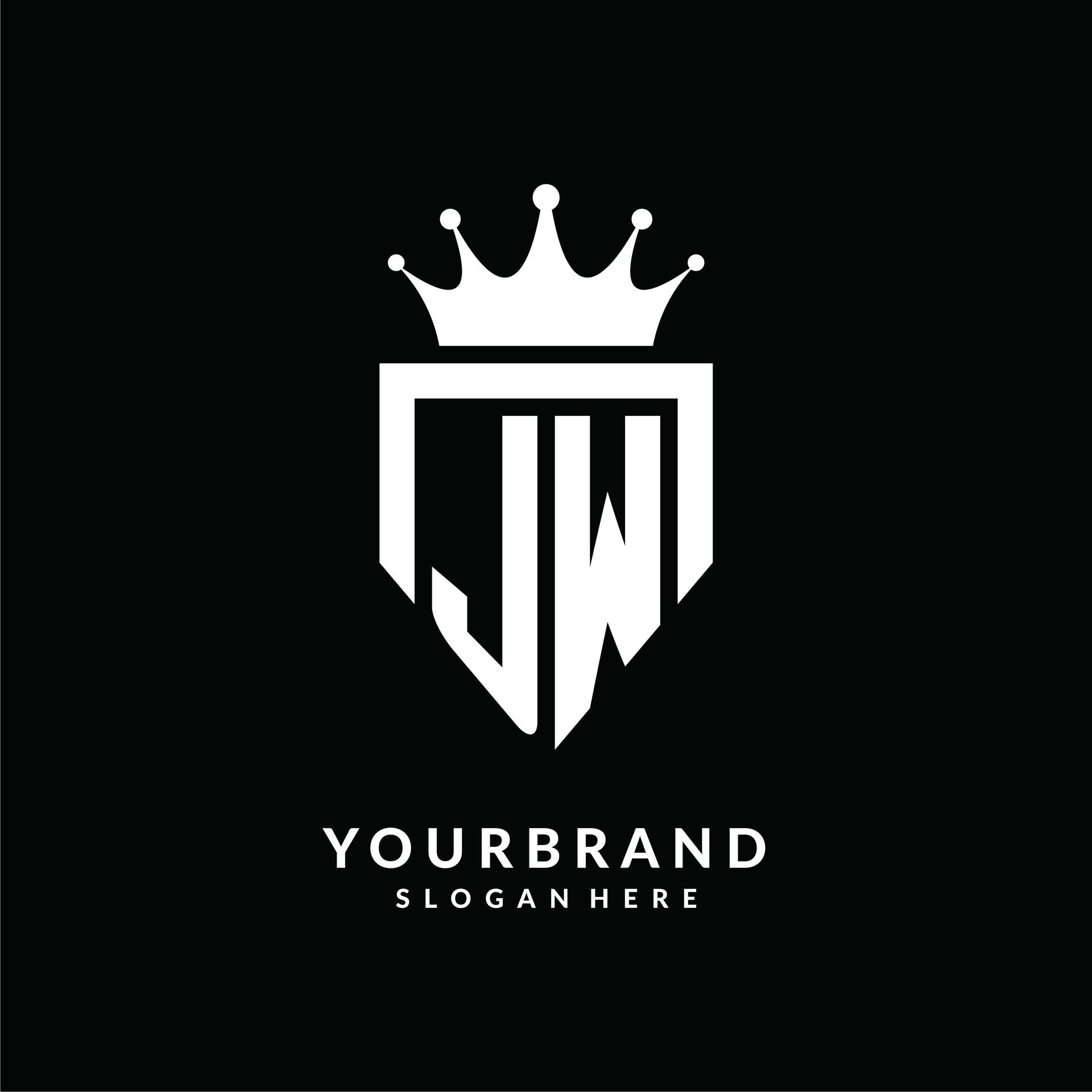 Letter JW logo monogram emblem style with crown shape design template ...