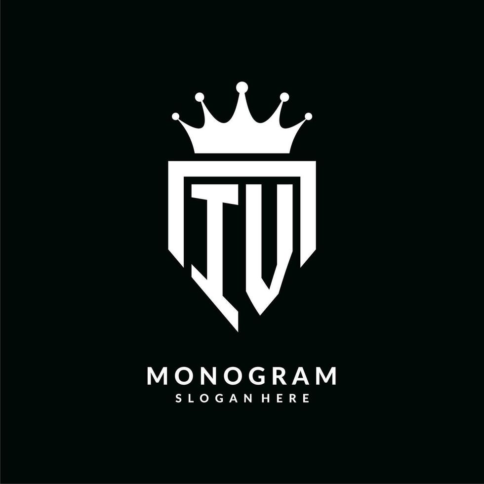 letra iv logo monograma emblema estilo con corona forma diseño modelo vector