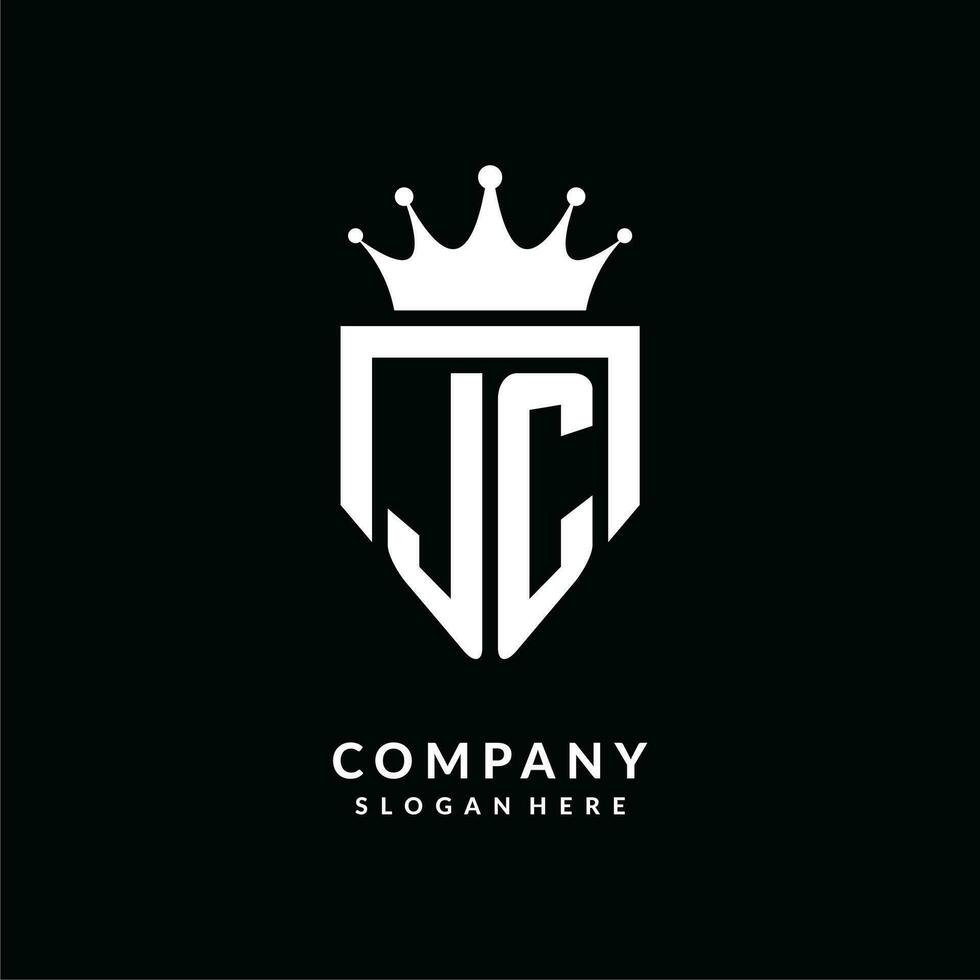 Letter JC logo monogram emblem style with crown shape design template vector