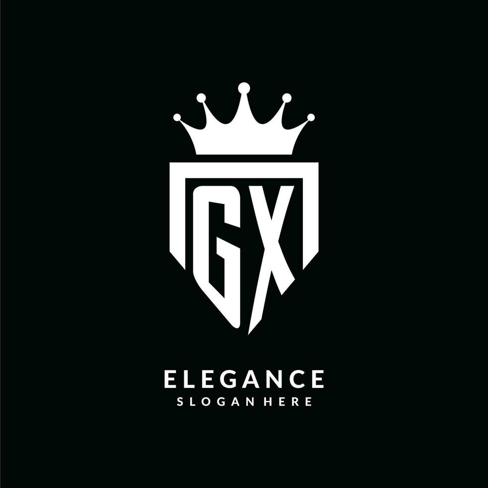 Letter GX logo monogram emblem style with crown shape design template vector