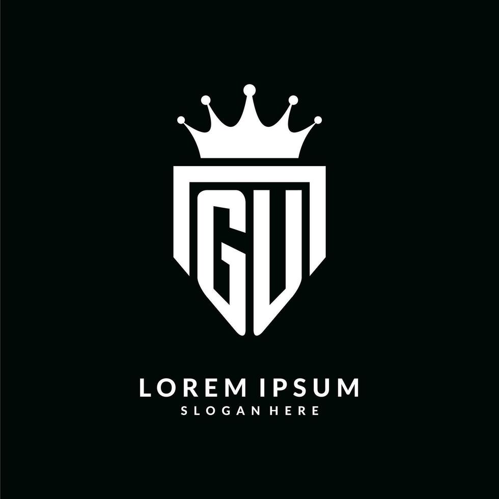 letra Gu logo monograma emblema estilo con corona forma diseño modelo vector