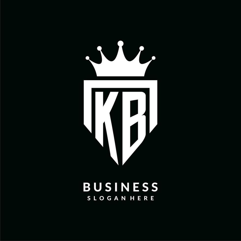 Letter KB logo monogram emblem style with crown shape design template vector