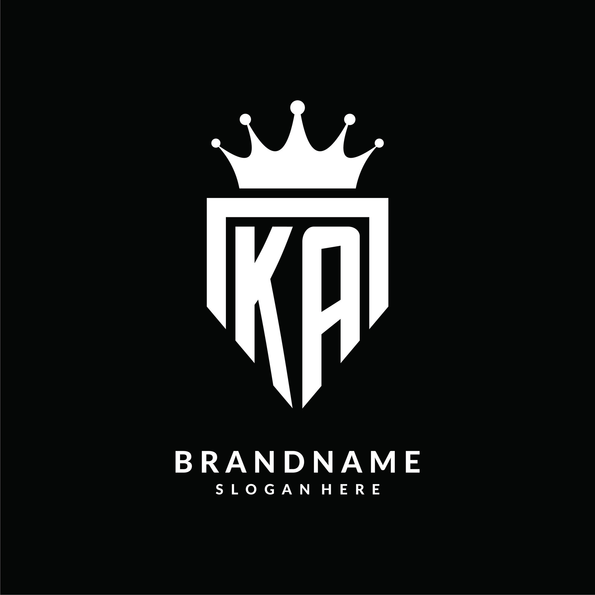 Letter KA logo monogram emblem style with crown shape design template ...