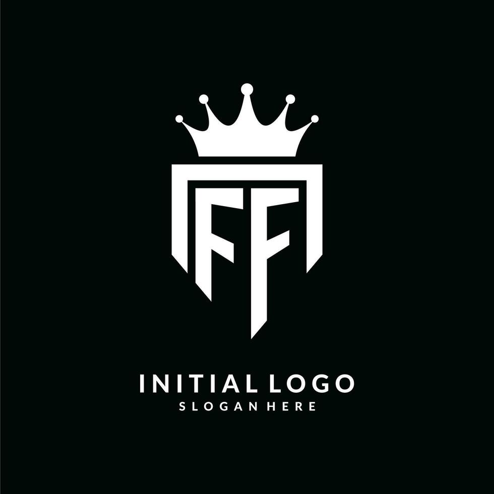 Letter FF logo monogram emblem style with crown shape design template vector