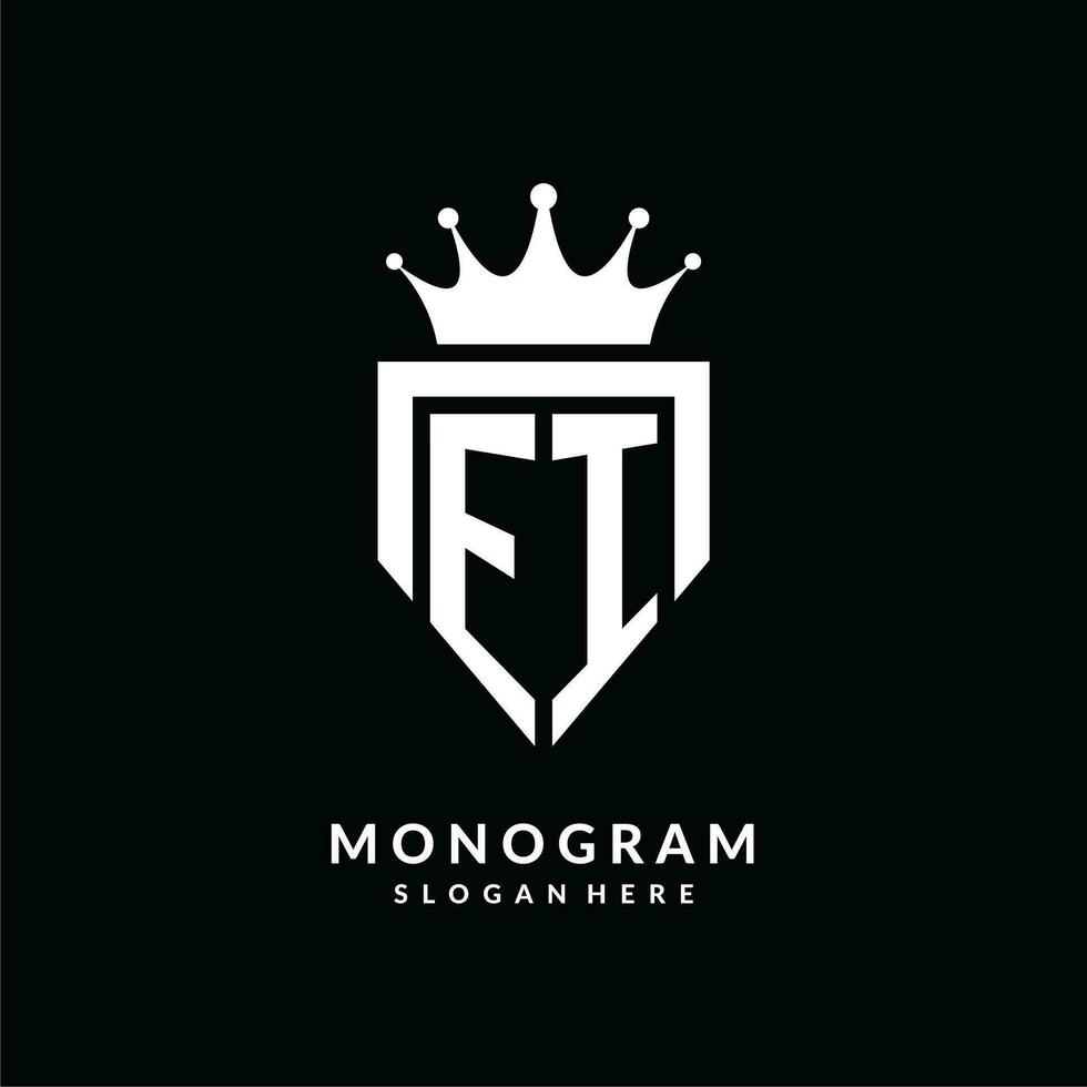 letra ei logo monograma emblema estilo con corona forma diseño modelo vector