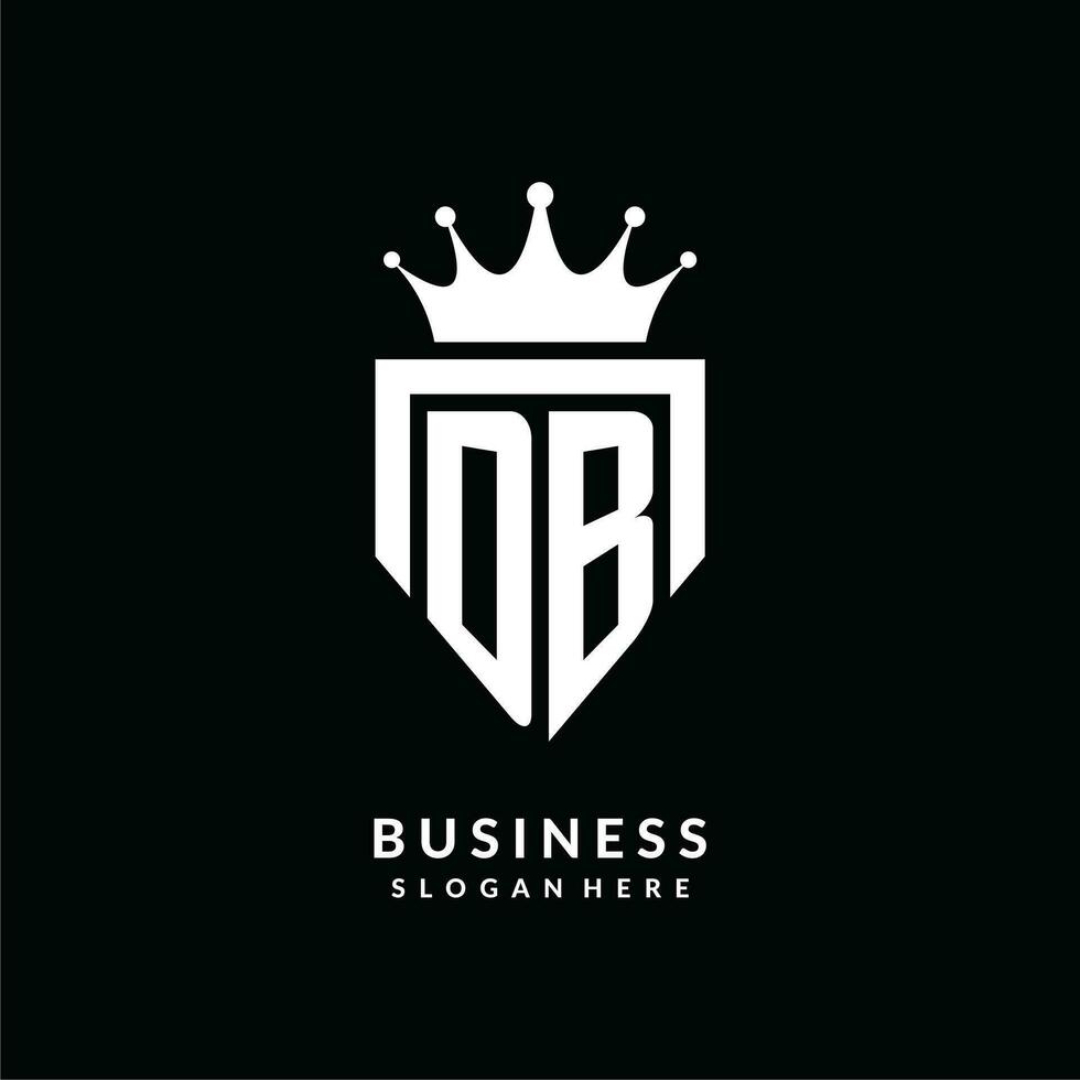 Letter DB logo monogram emblem style with crown shape design template vector