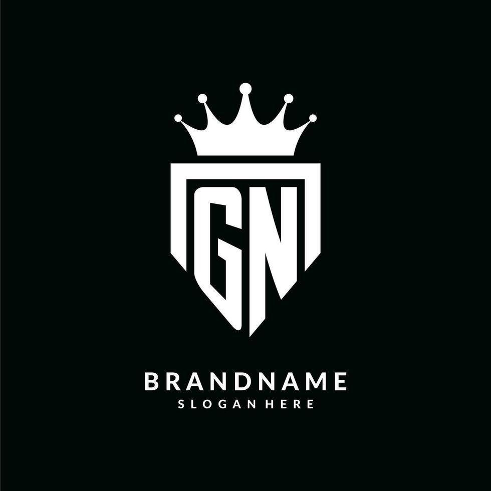 letra gn logo monograma emblema estilo con corona forma diseño modelo vector