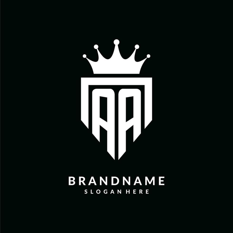 Letter AA logo monogram emblem style with crown shape design template vector