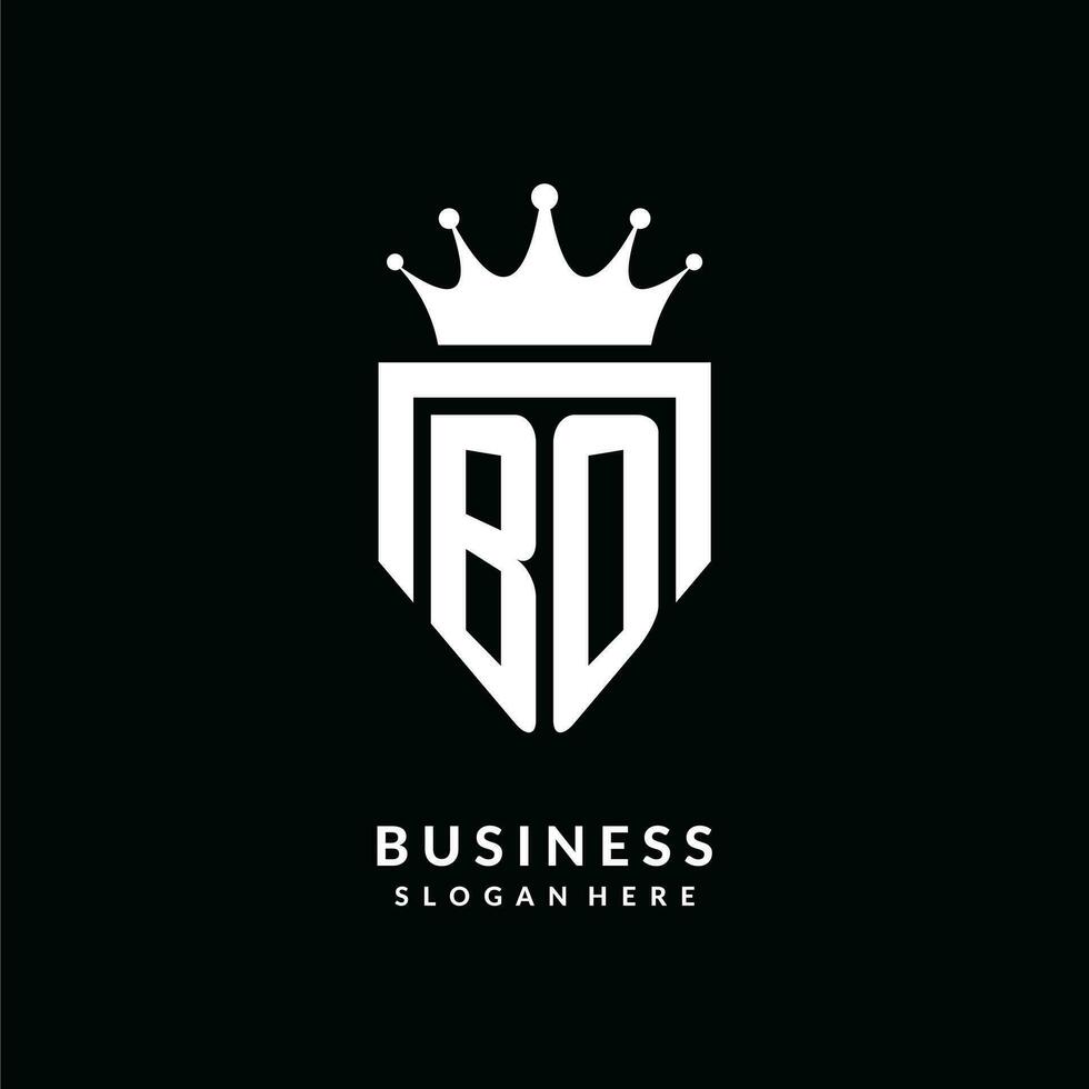 Letter BO logo monogram emblem style with crown shape design template vector