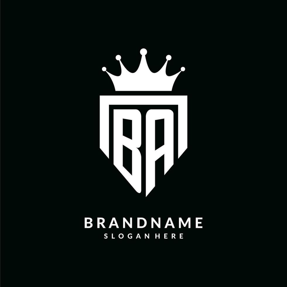 Letter BA logo monogram emblem style with crown shape design template vector