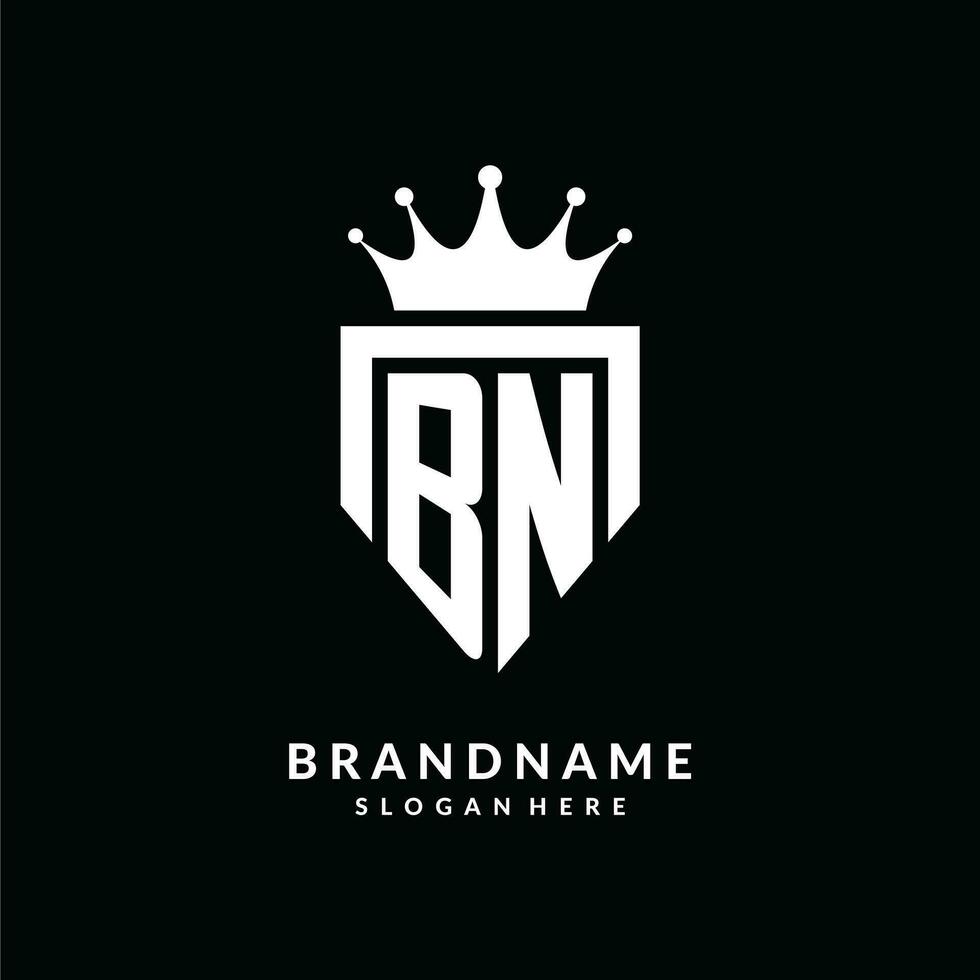 Letter BN logo monogram emblem style with crown shape design template vector