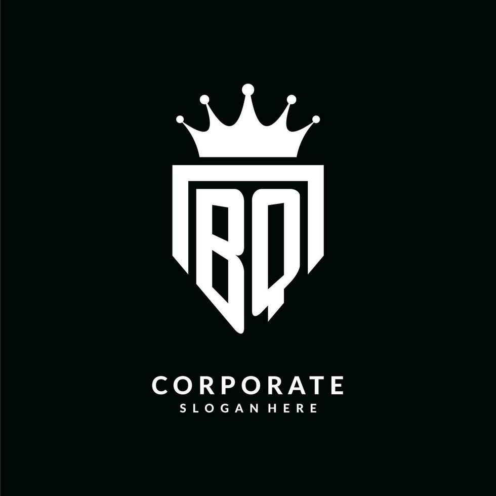 Letter BQ logo monogram emblem style with crown shape design template vector