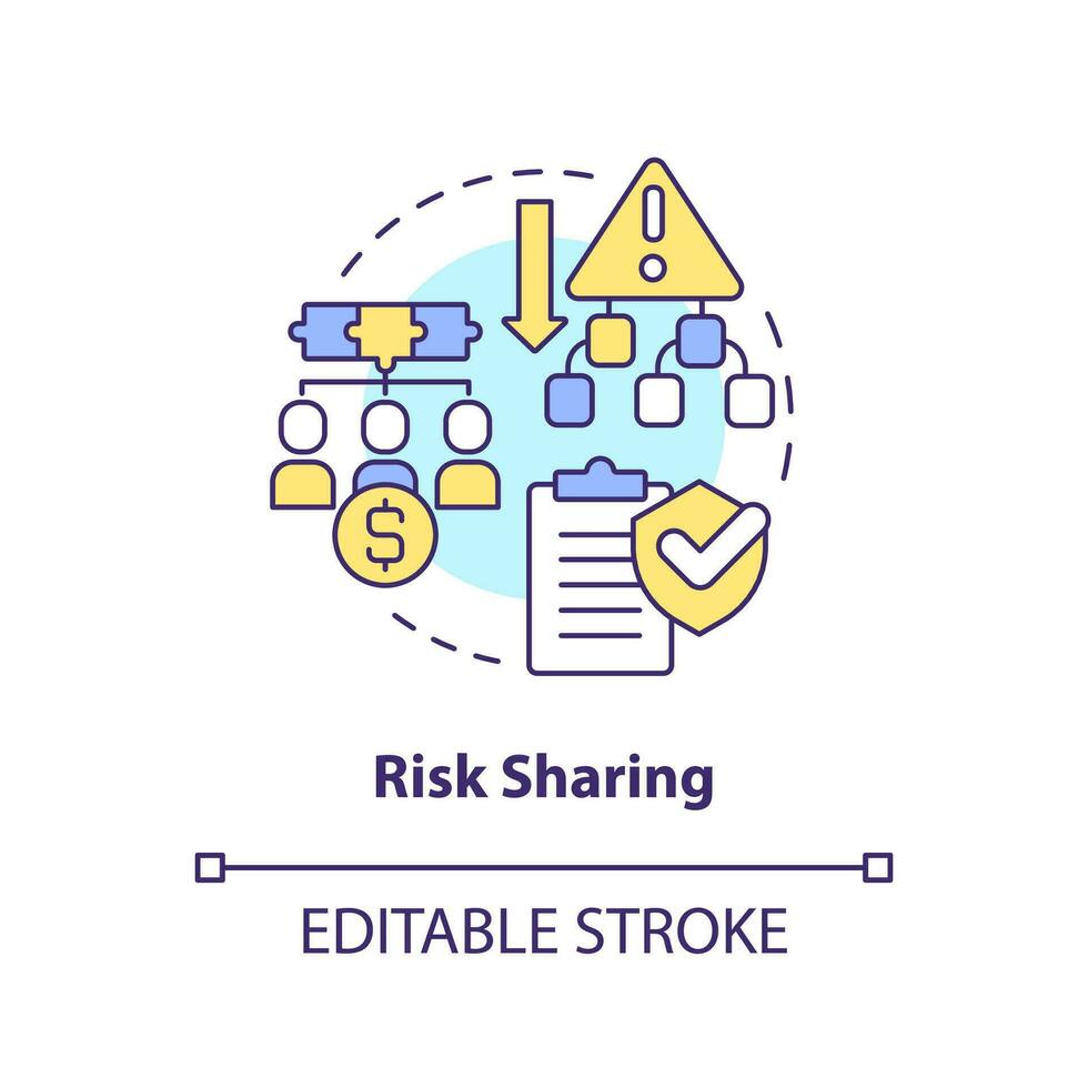Collective risk sharing concept icon. Insurance coverage. Cooperative scheme abstract idea thin line illustration. Isolated outline drawing. Editable stroke vector