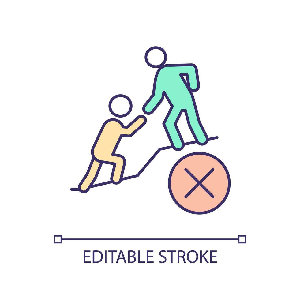 Do not solve someone else problems RGB color icon. Avoid unwanted invasion. Care your own business. Only asked help. Isolated vector illustration. Simple filled line drawing. Editable stroke