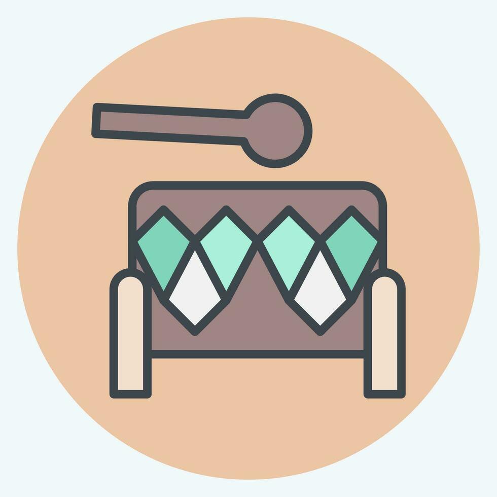 Icon Drum. related to American Indigenous symbol. color mate style. simple design editable. simple illustration vector
