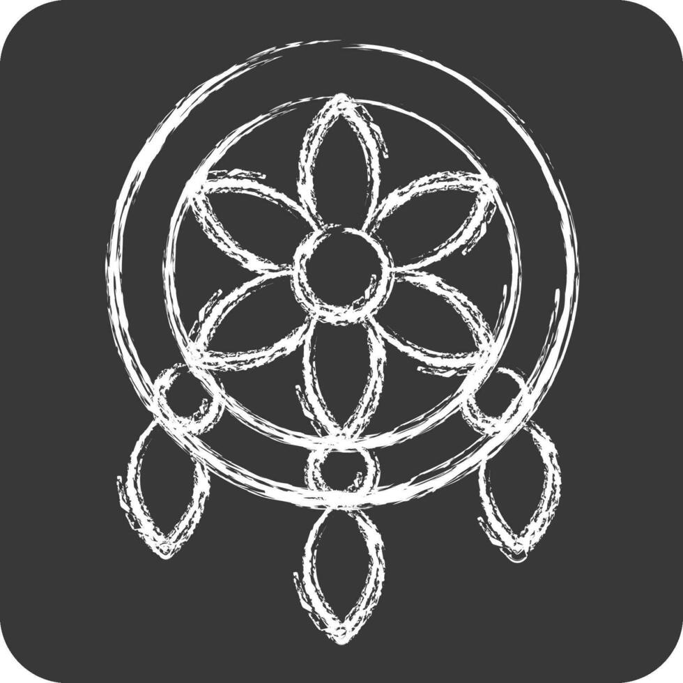 Icon Dreamcatcher. related to American Indigenous symbol. chalk Style. simple design editable. simple illustration vector